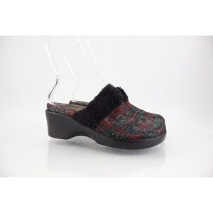 Alegria Women's Isabelle Mule Size 37 7 Tartan Leather Red Lines Slip On Comfy
